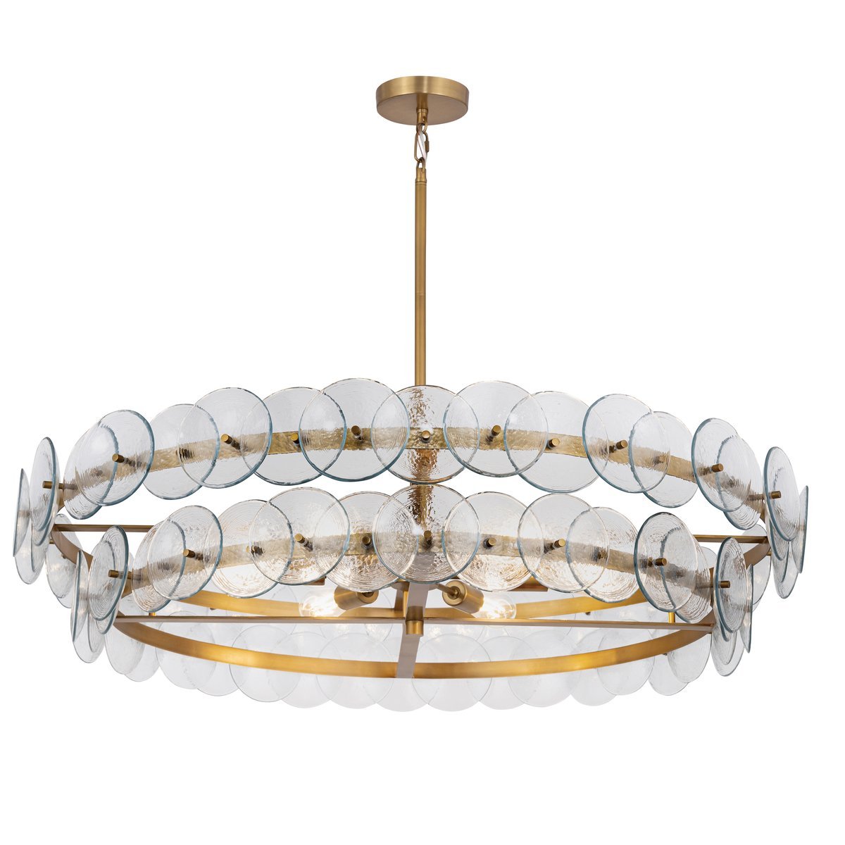 Aurora Chandelier Amber Pressed Glass Disc Round - Blowlighting