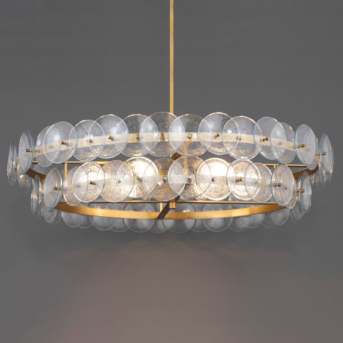 Aurora Chandelier Amber Pressed Glass Disc Round - Blowlighting