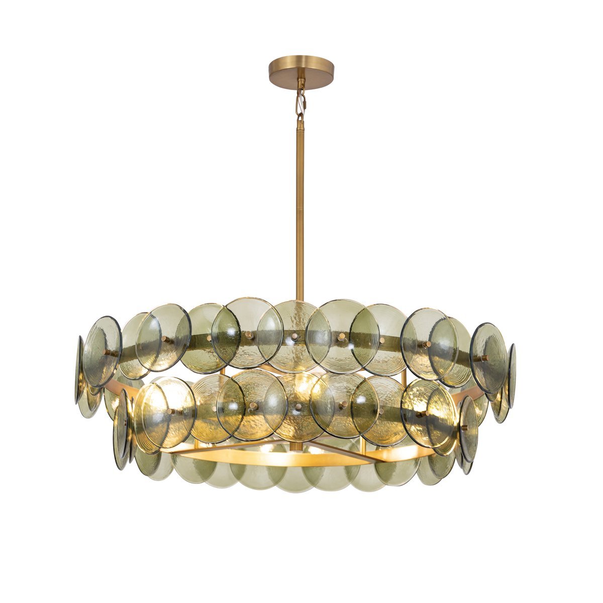 Aurora Chandelier Amber Pressed Glass Disc Round - Blowlighting