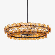 Aurora Chandelier Amber Pressed Glass Disc Round - Blowlighting