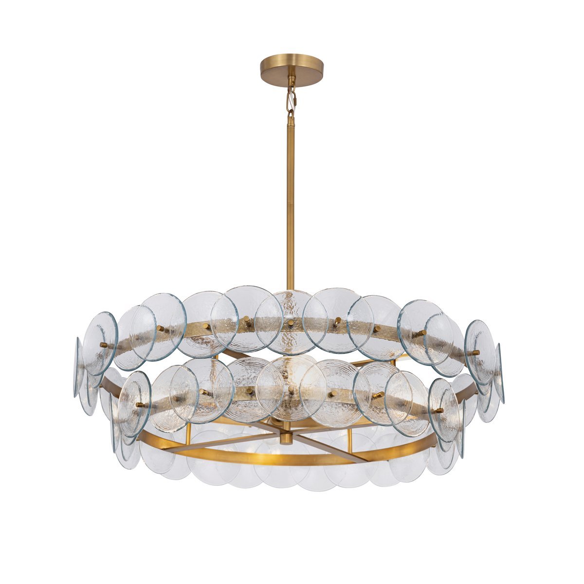 Aurora Chandelier Amber Pressed Glass Disc Round - Blowlighting