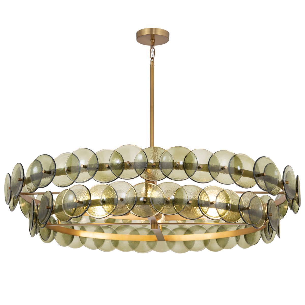 Aurora Chandelier Amber Pressed Glass Disc Round - Blowlighting