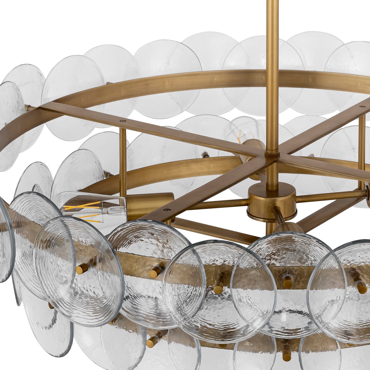 Aurora Chandelier Amber Pressed Glass Disc Round - Blowlighting