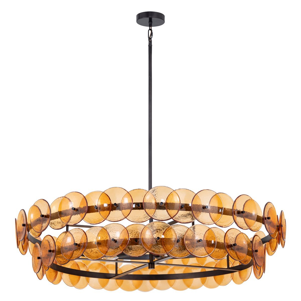 Aurora Chandelier Amber Pressed Glass Disc Round - Blowlighting
