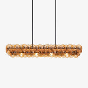 Aurora Chandelier Linear Amber Pressed Glass Disc Modern - Blowlighting