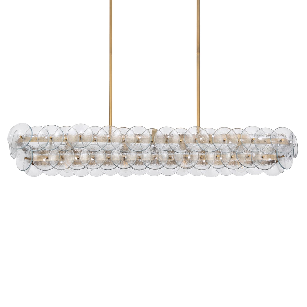 Aurora Chandelier Linear Amber Pressed Glass Disc Modern - Blowlighting