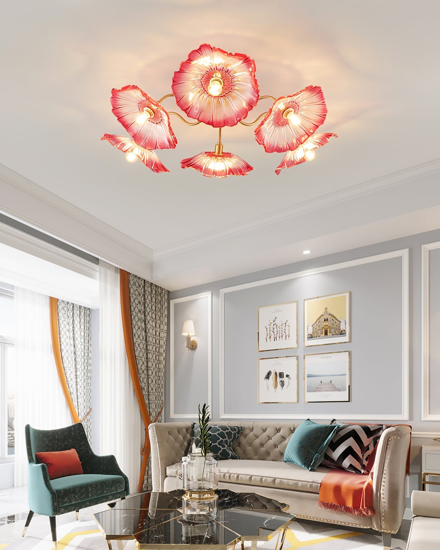 Lotus Leaf Glass Ceiling Lamp - Blowlighting