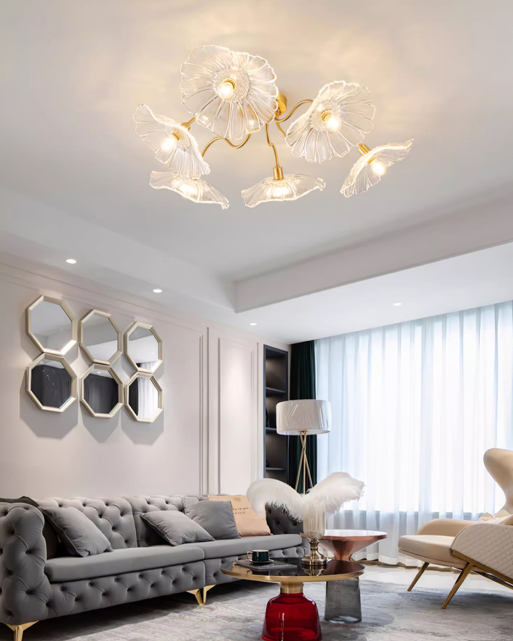 Lotus Leaf Glass Ceiling Lamp - Blowlighting