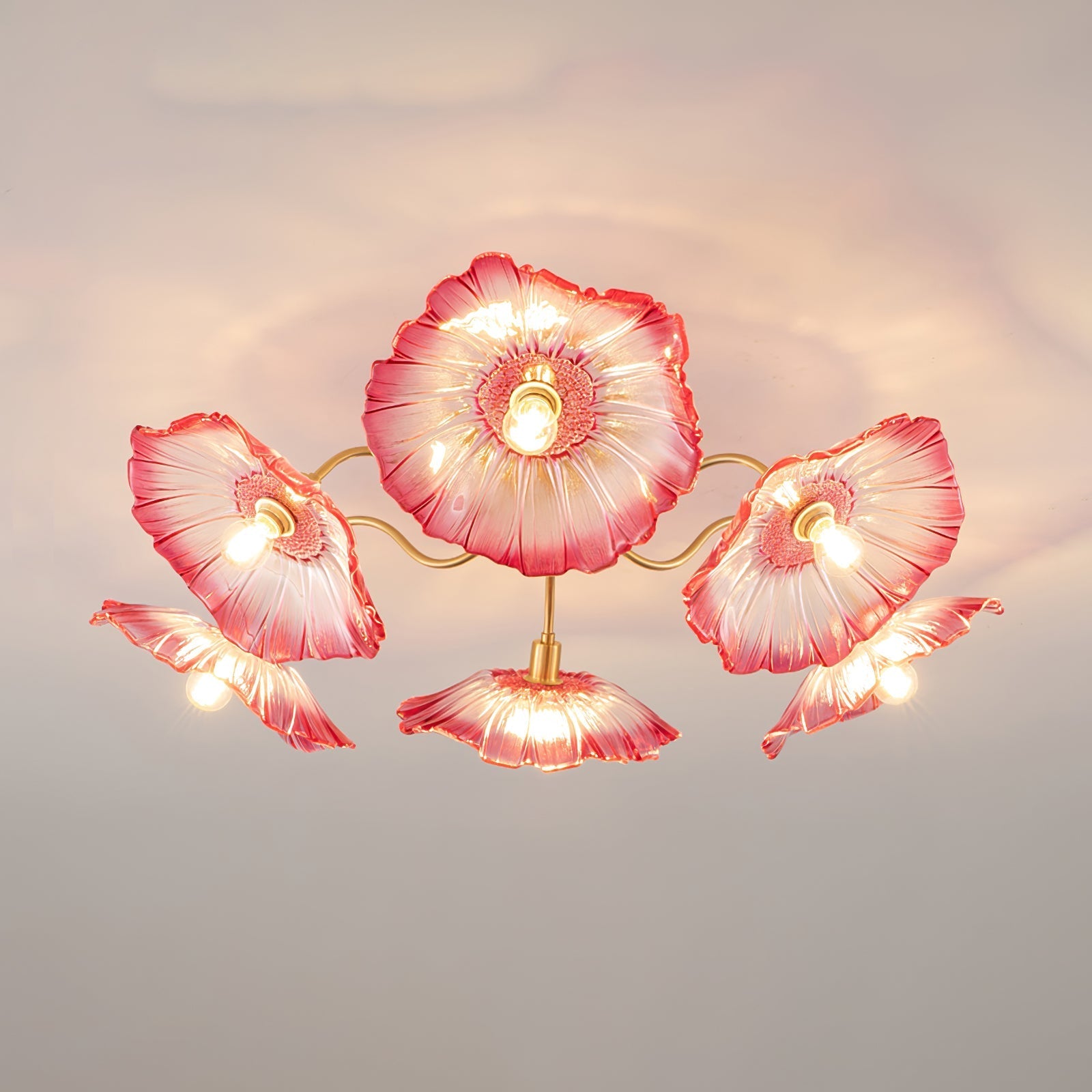 Lotus Leaf Glass Ceiling Lamp - Blowlighting