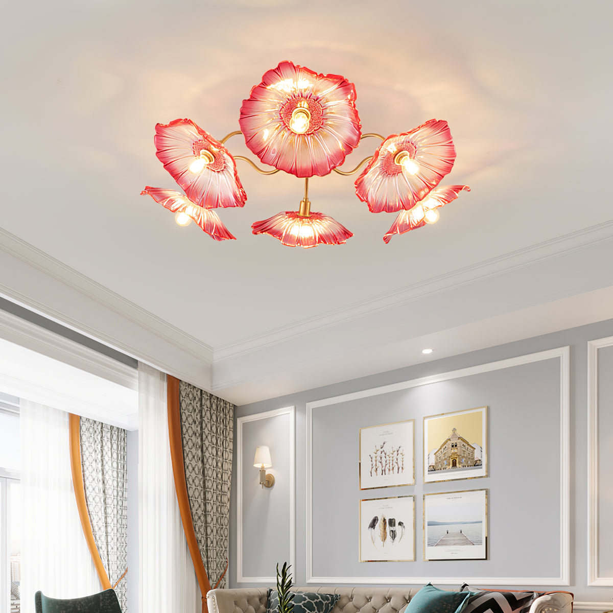 Lotus Leaf Glass Ceiling Lamp - Blowlighting