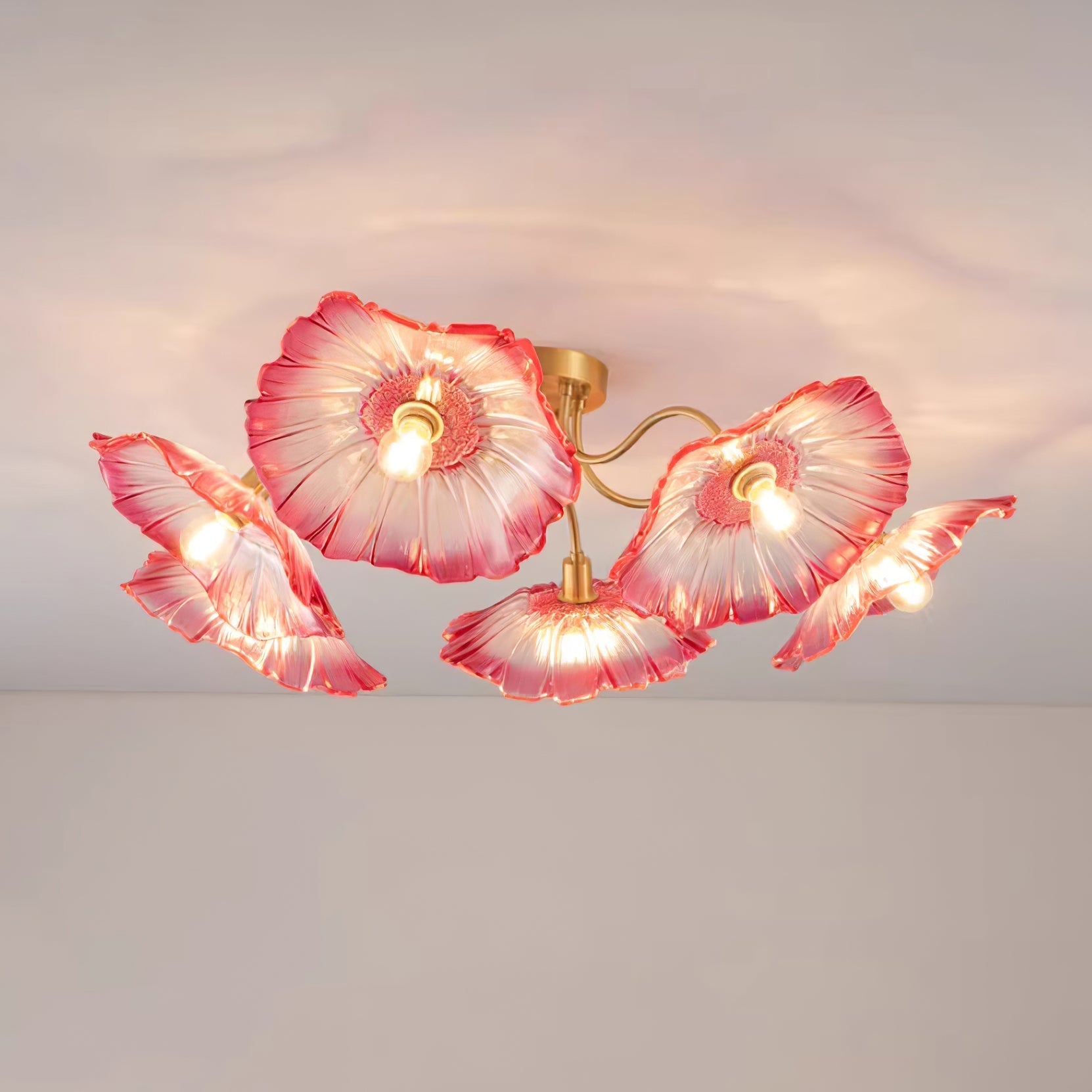 Lotus Leaf Glass Ceiling Lamp - Blowlighting