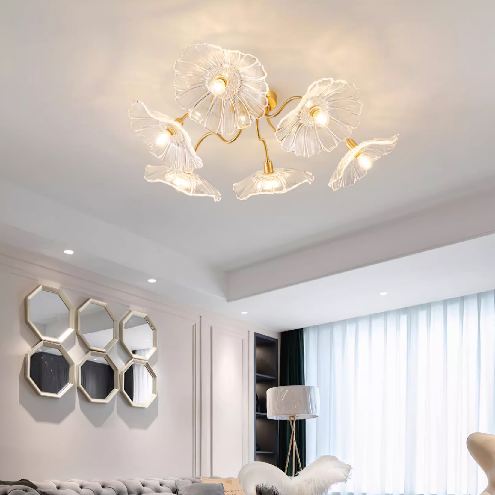 Lotus Leaf Glass Ceiling Lamp - Blowlighting