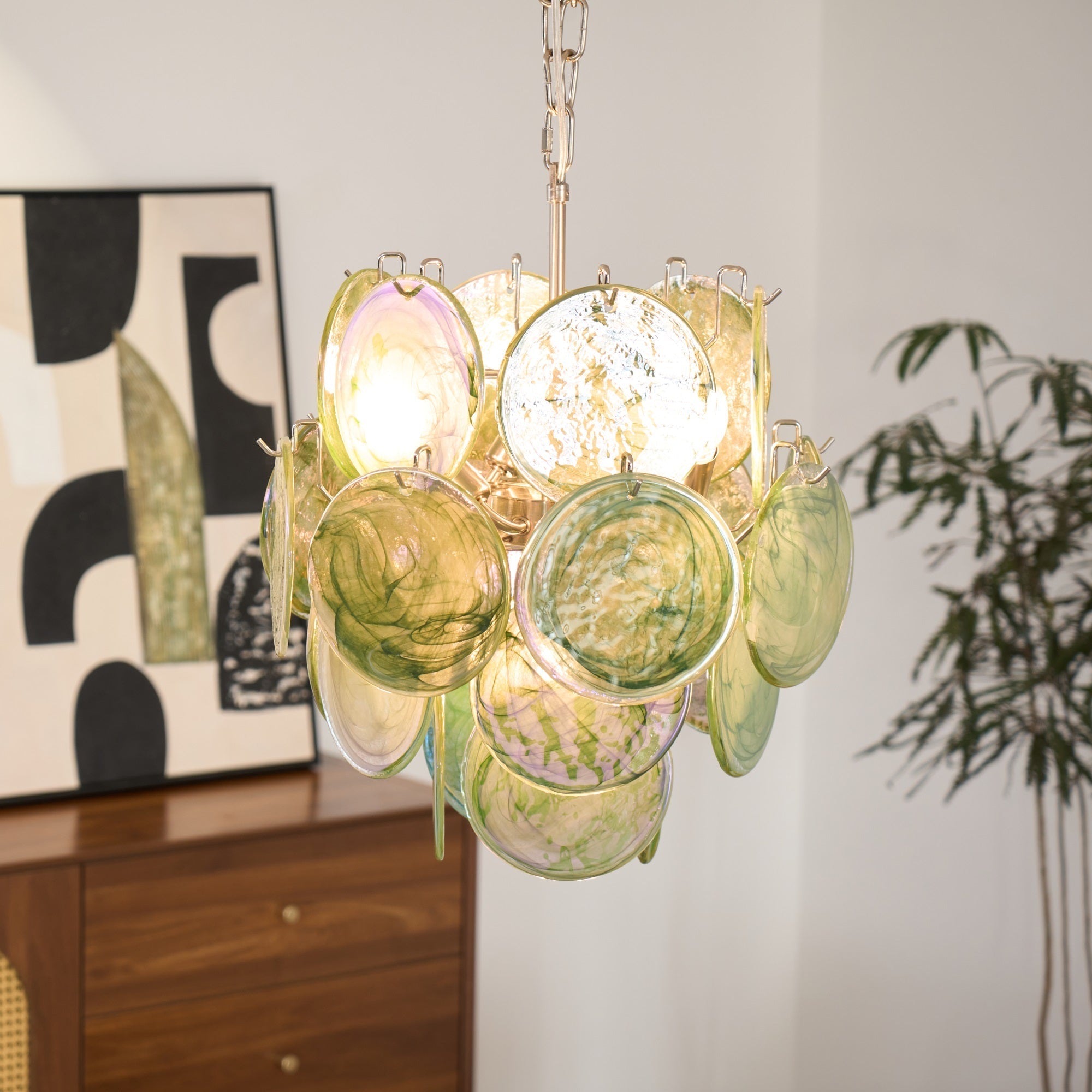 Aurora Chandelier Multicolor Murano Disc Layered Artistic - Blowlighting