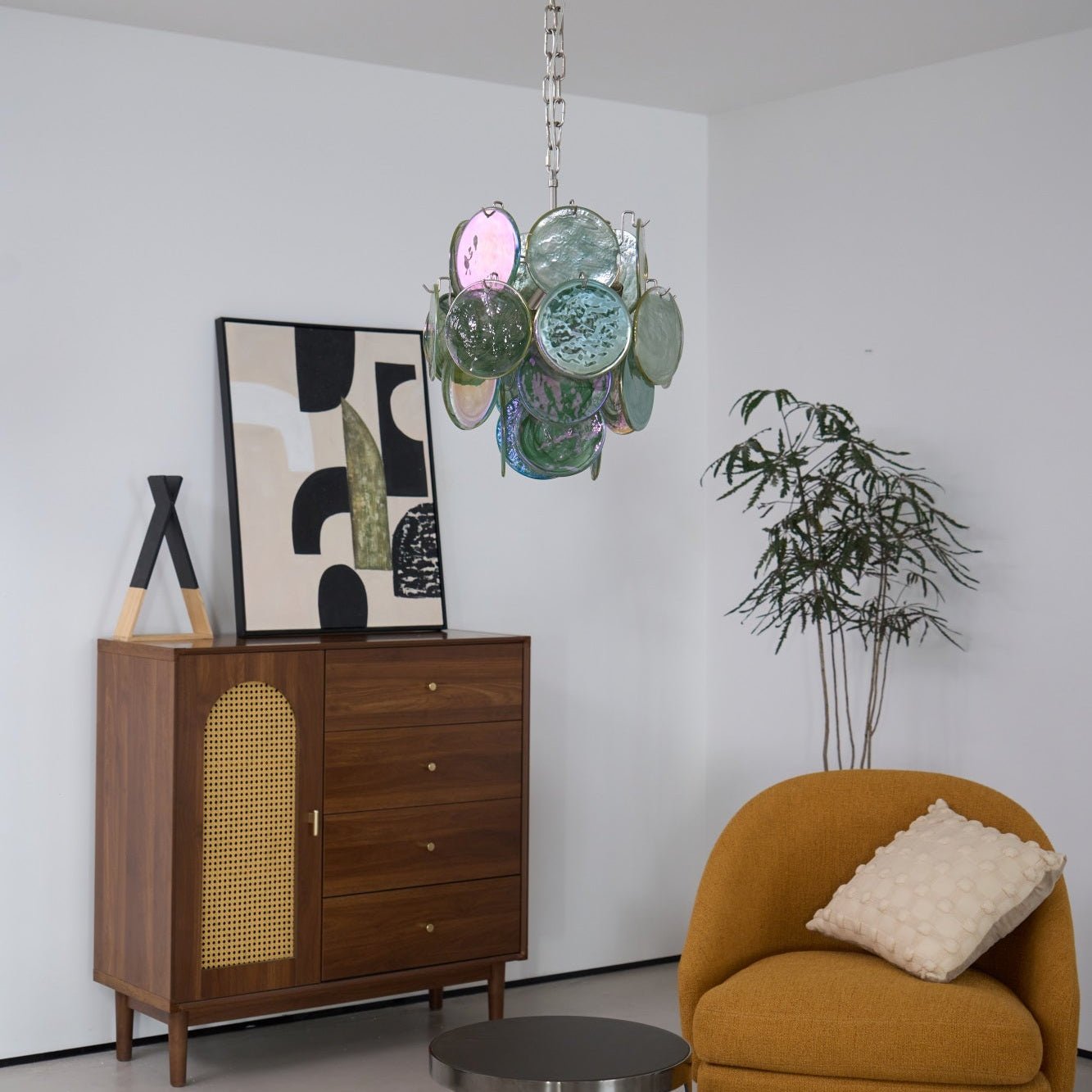 Aurora Chandelier Multicolor Murano Disc Layered Artistic - Blowlighting