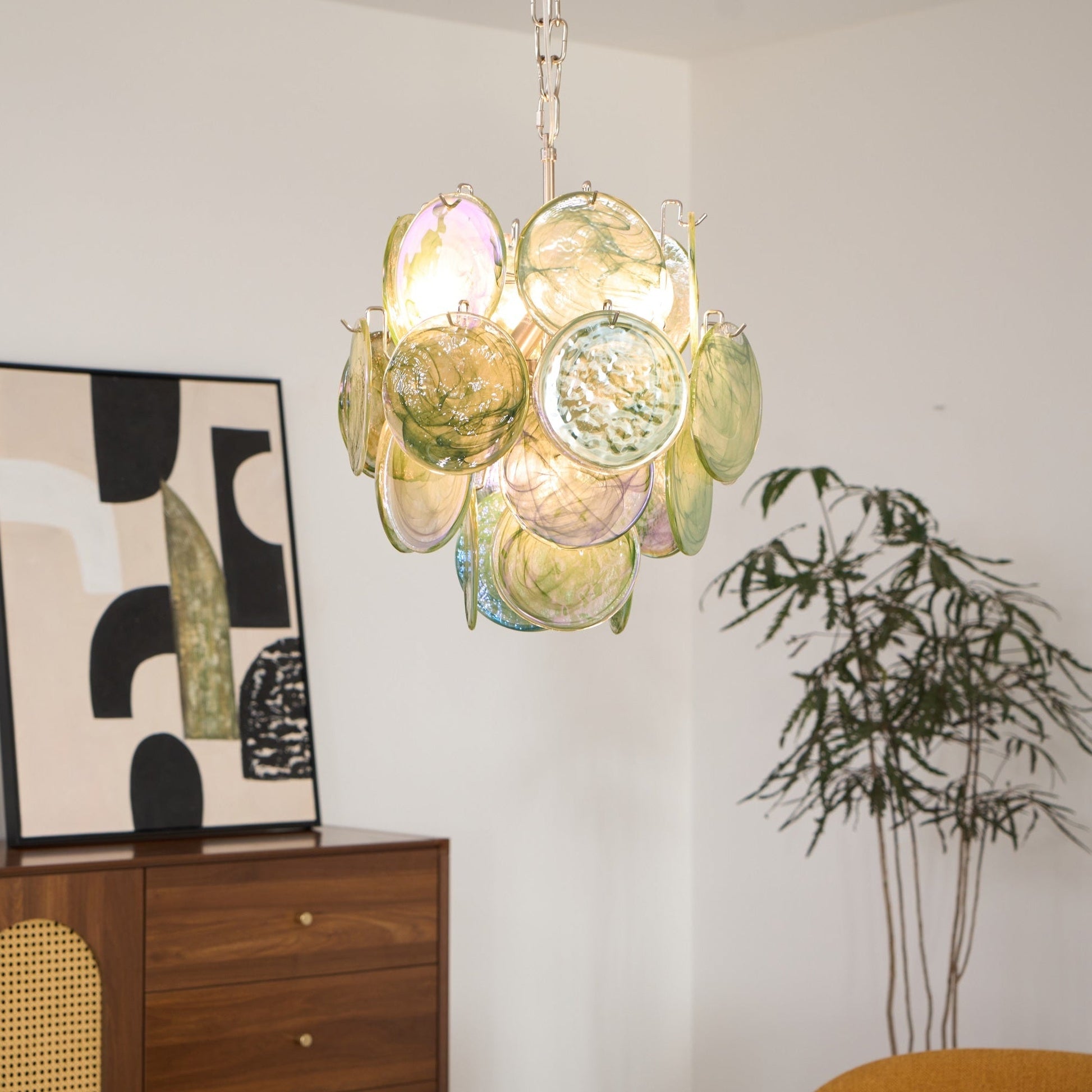 Aurora Chandelier Multicolor Murano Disc Layered Artistic - Blowlighting