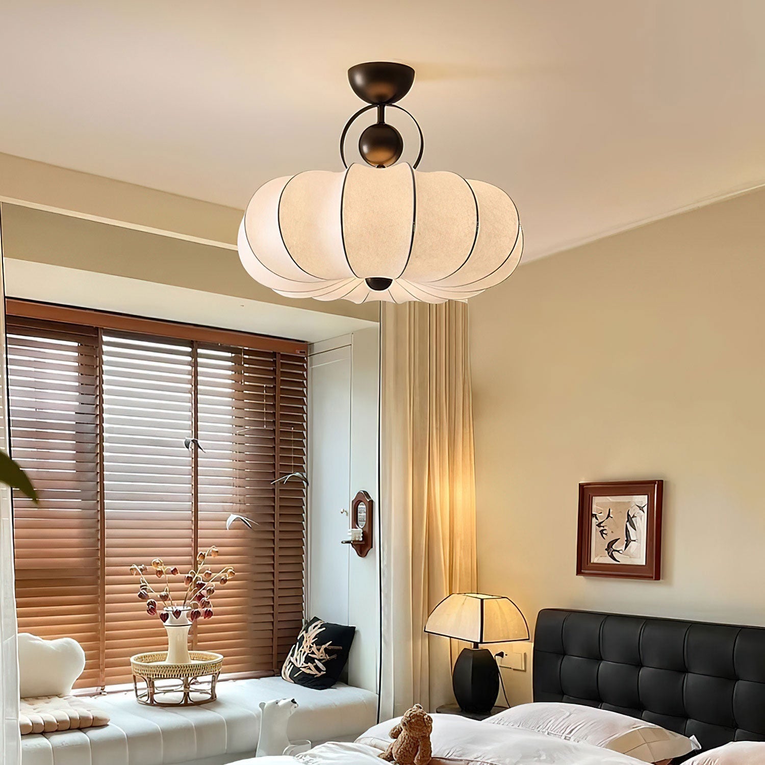 Yunshui Petal Fabric Bronze Pendant Light - Blowlighting