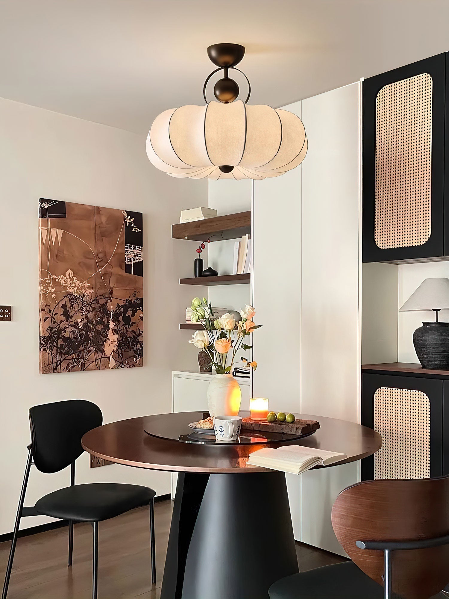 Yunshui Petal Fabric Bronze Pendant Light - Blowlighting