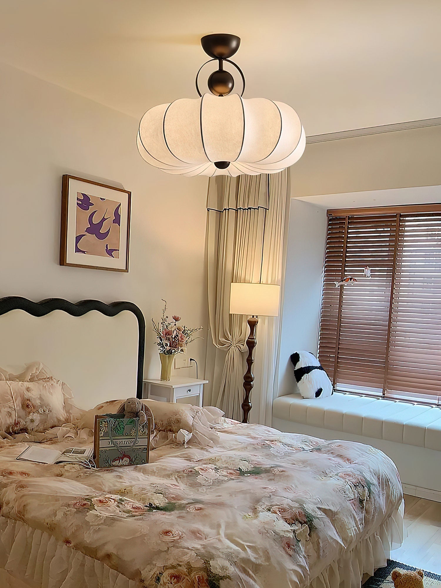 Yunshui Petal Fabric Bronze Pendant Light - Blowlighting