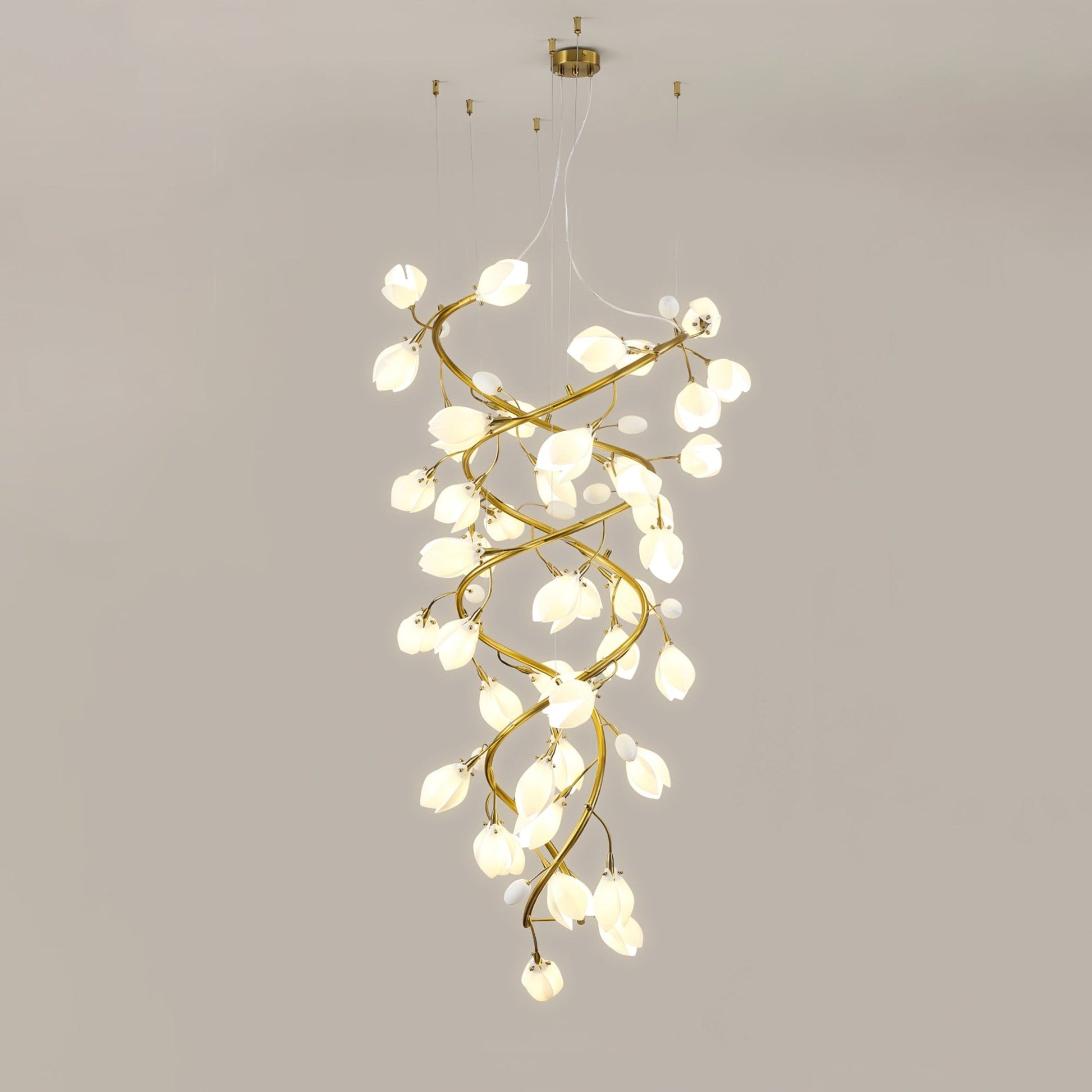 Evene Spiral Ceramic Brass Chandelier - Blowlighting