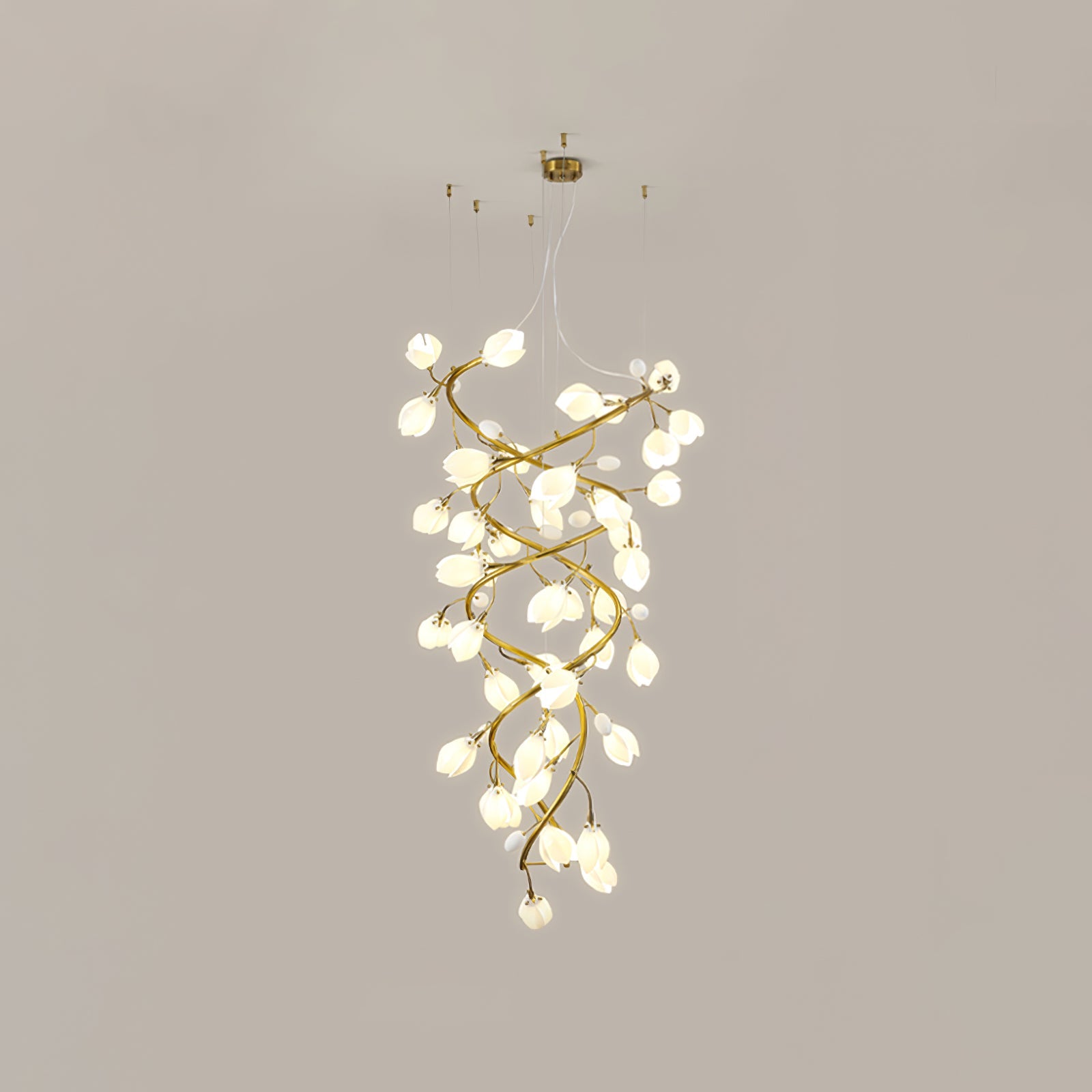 Evene Spiral Ceramic Brass Chandelier - Blowlighting