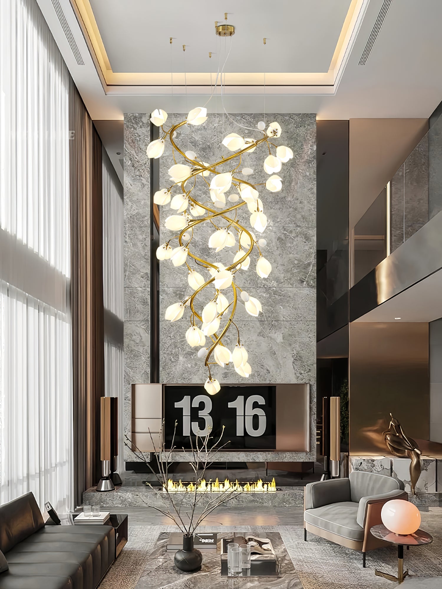 Evene Spiral Ceramic Brass Chandelier - Blowlighting