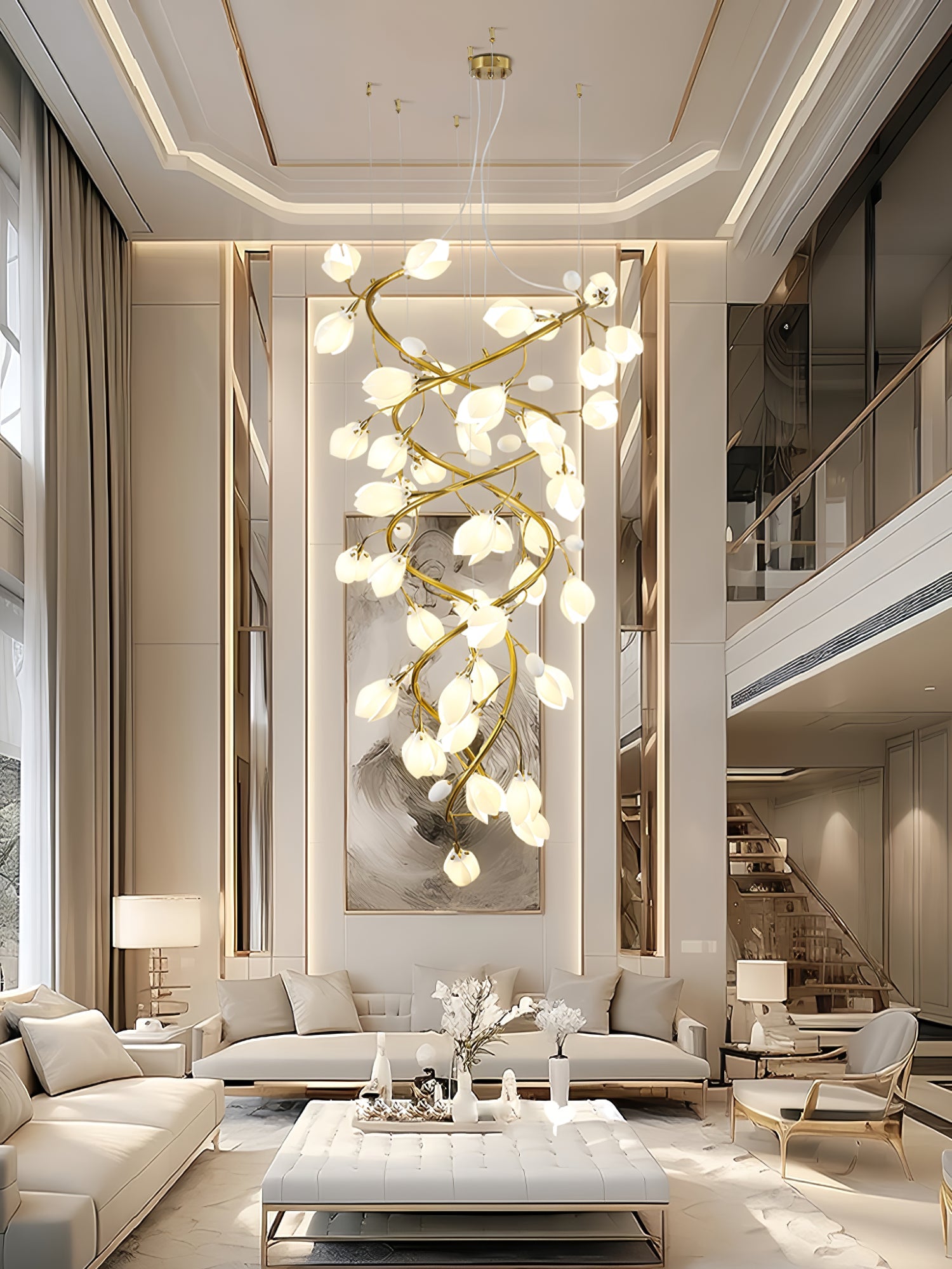 Evene Spiral Ceramic Brass Chandelier - Blowlighting