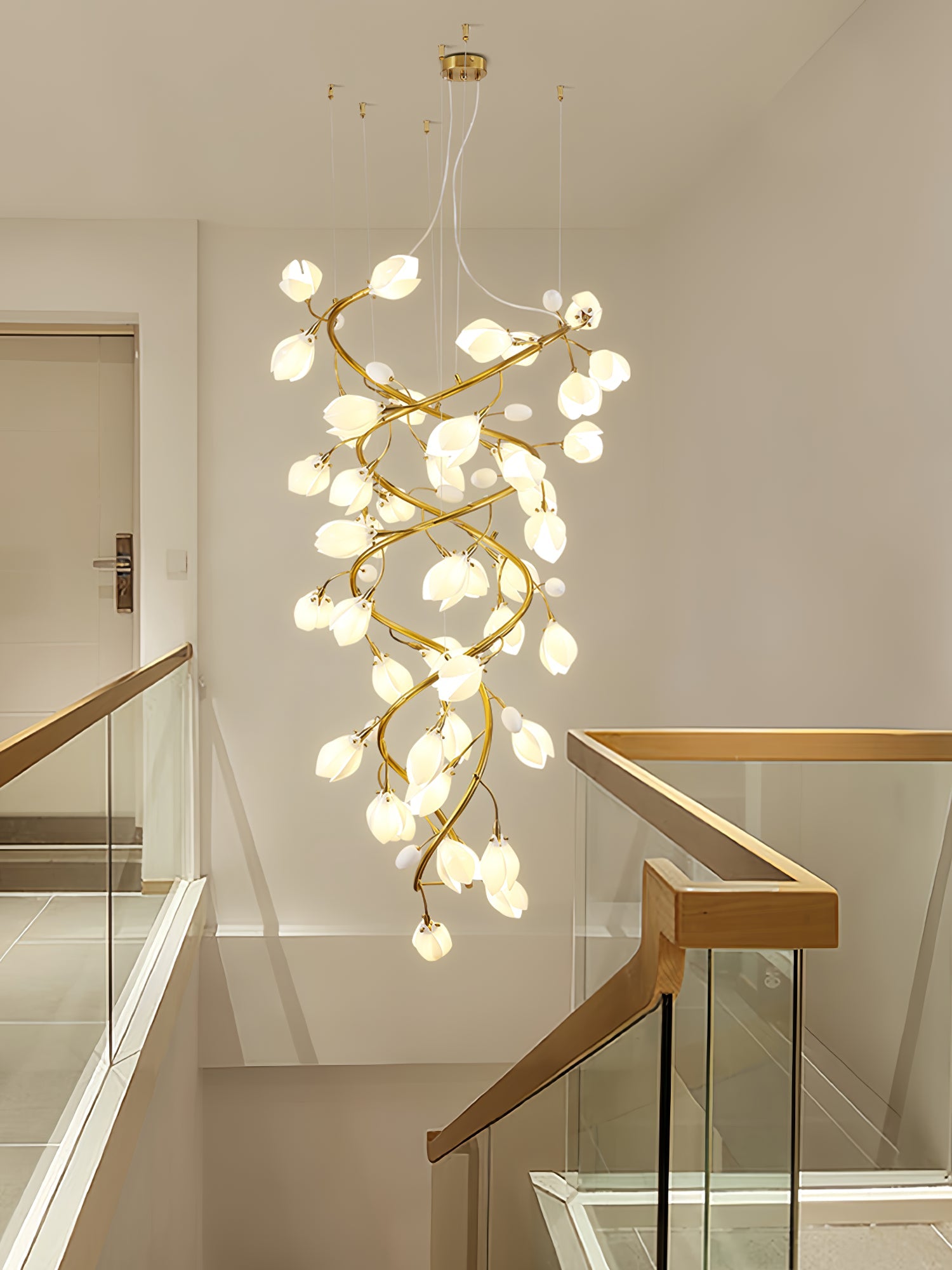 Evene Spiral Ceramic Brass Chandelier - Blowlighting