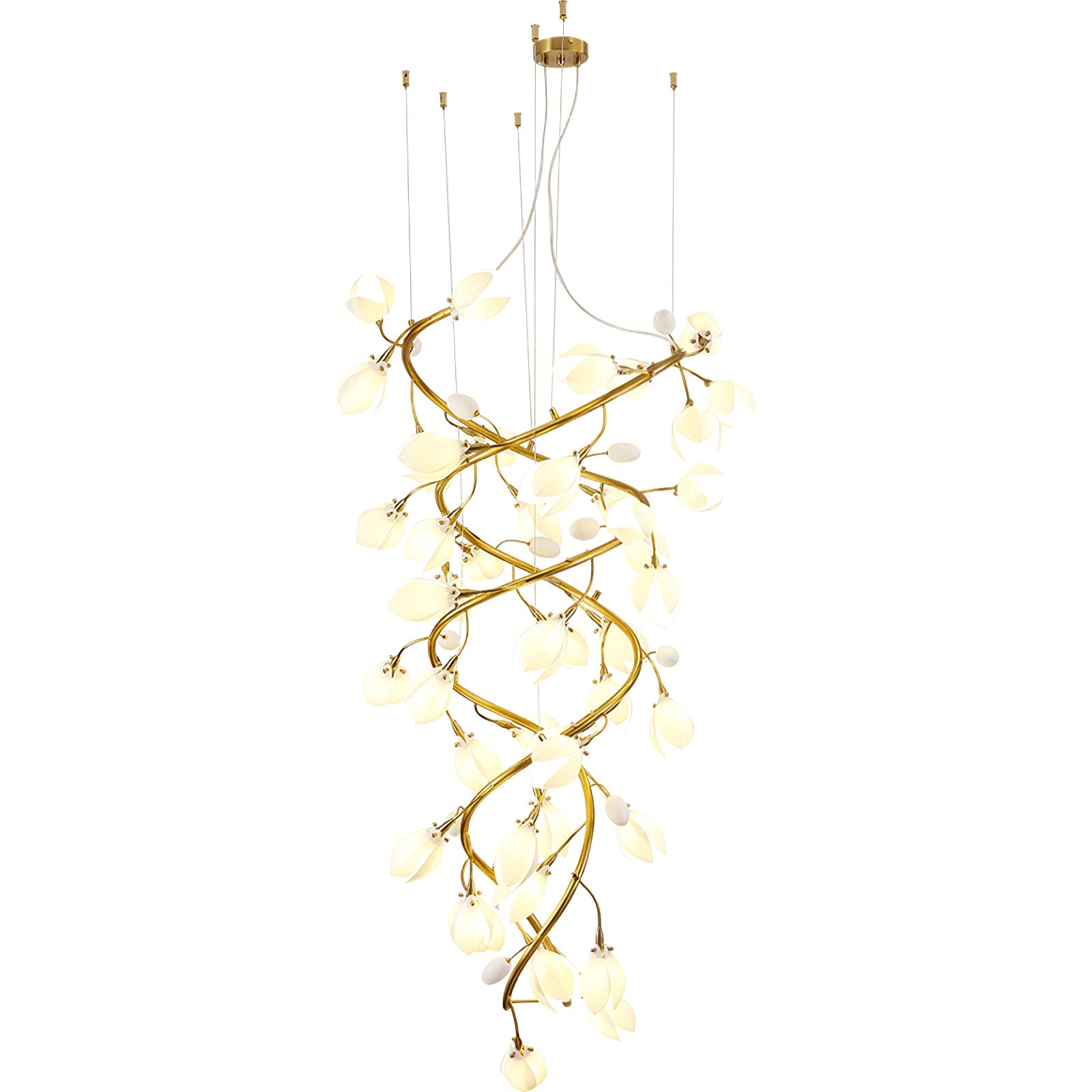 Evene Spiral Ceramic Brass Chandelier - Blowlighting