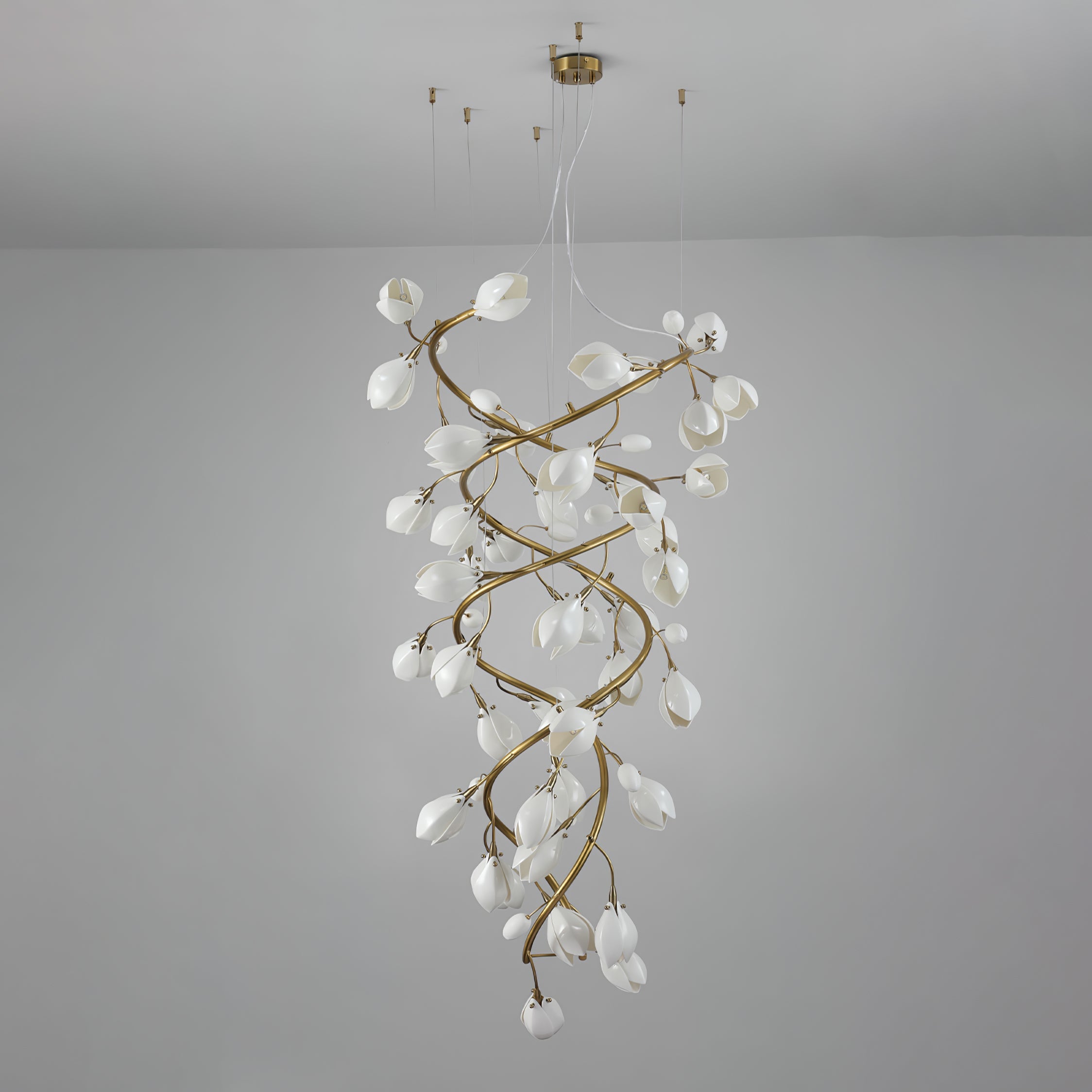 Evene Spiral Ceramic Brass Chandelier - Blowlighting