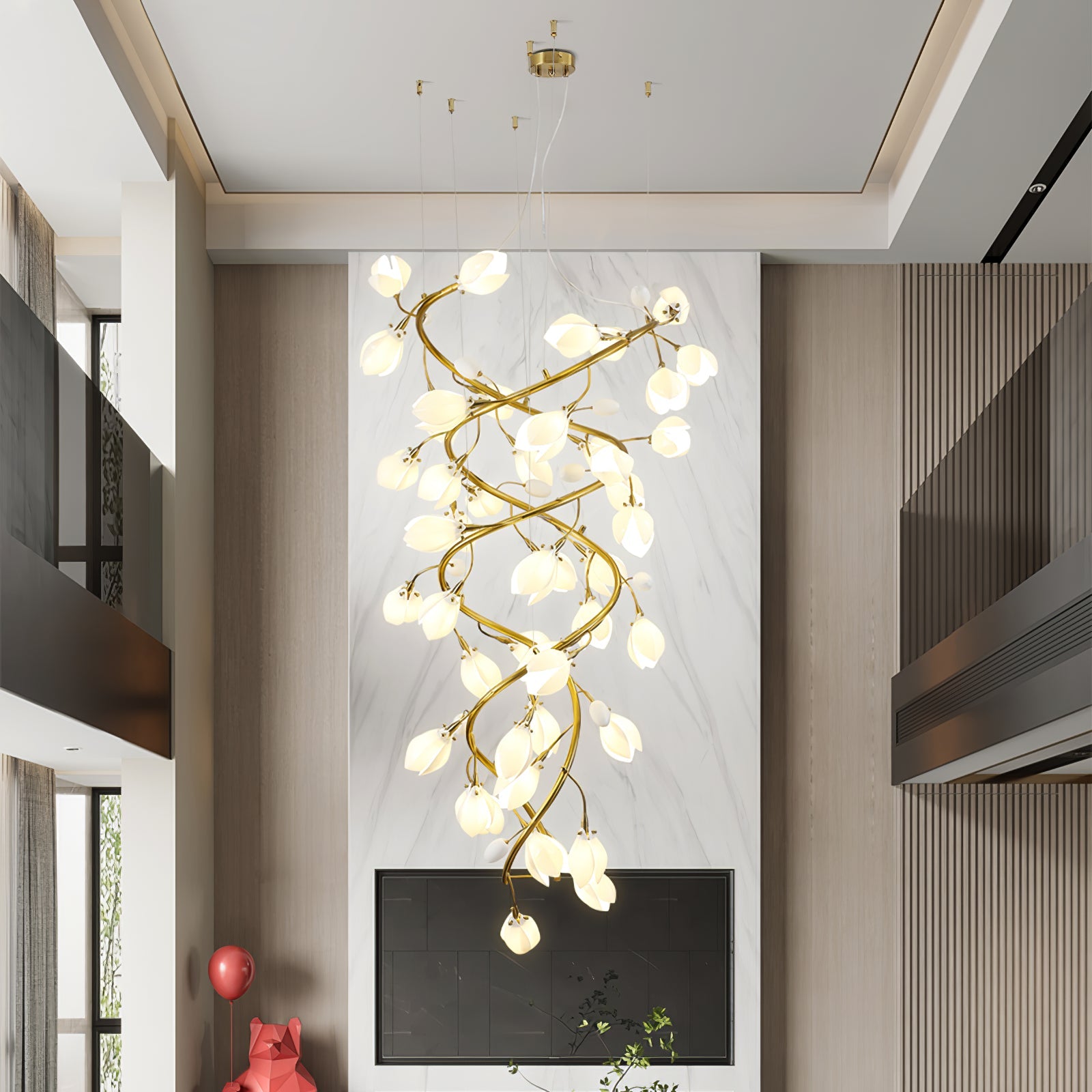 Evene Spiral Ceramic Brass Chandelier - Blowlighting
