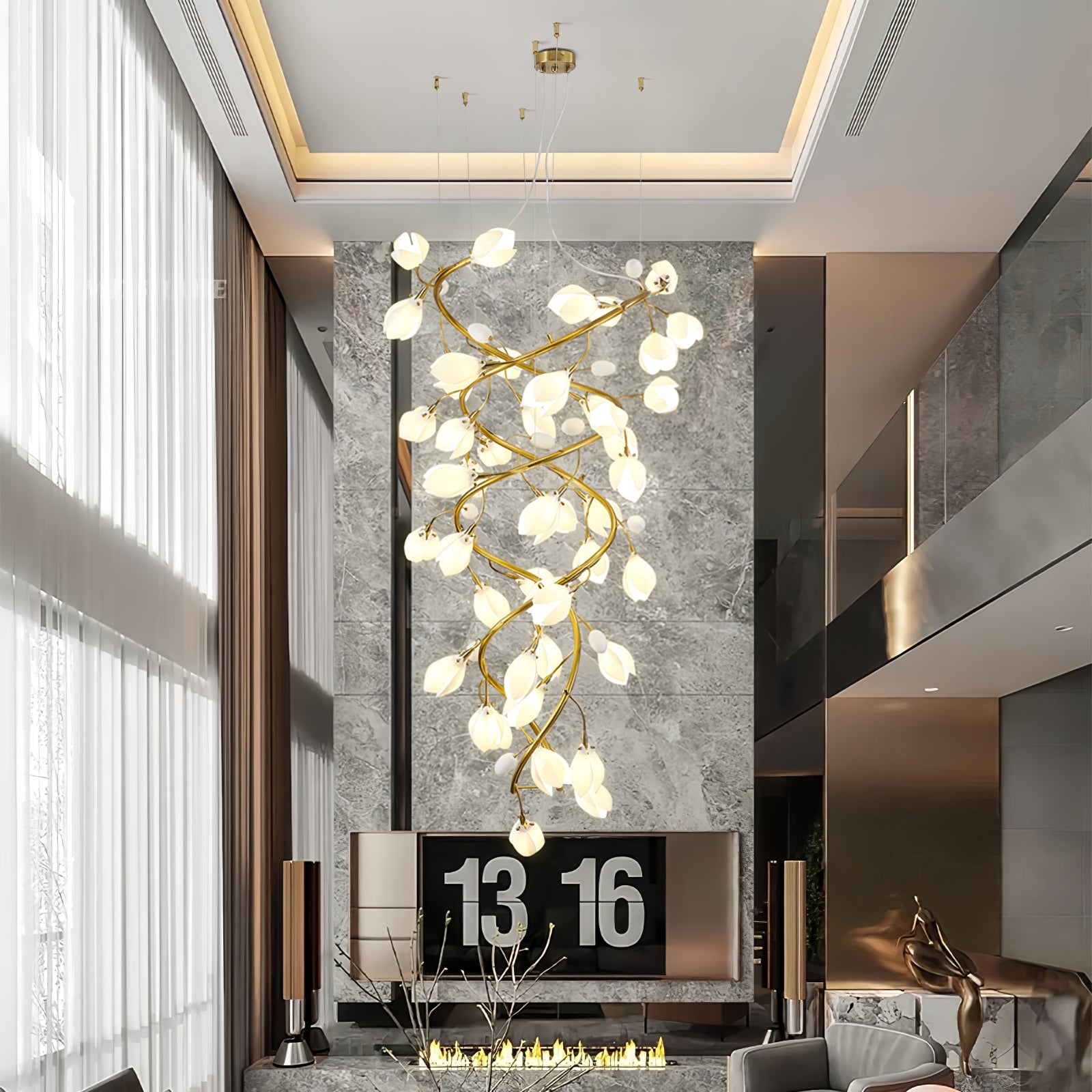 Evene Spiral Ceramic Brass Chandelier - Blowlighting