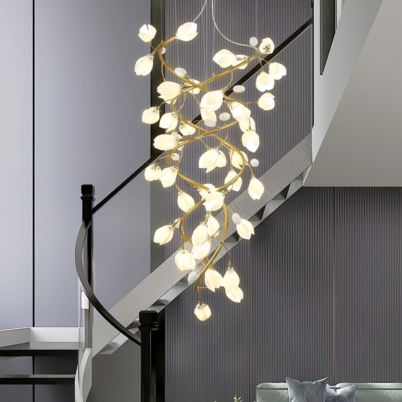 Evene Spiral Ceramic Brass Chandelier - Blowlighting