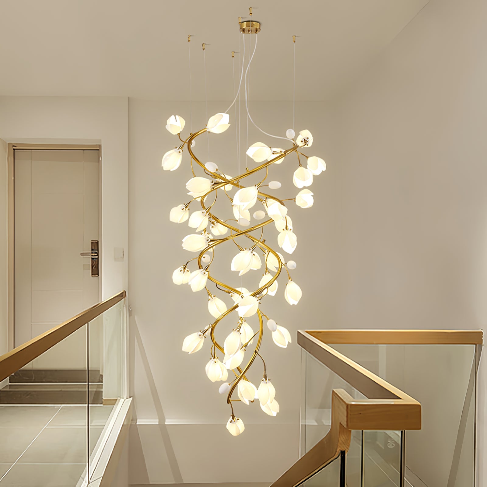 Evene Spiral Ceramic Brass Chandelier - Blowlighting