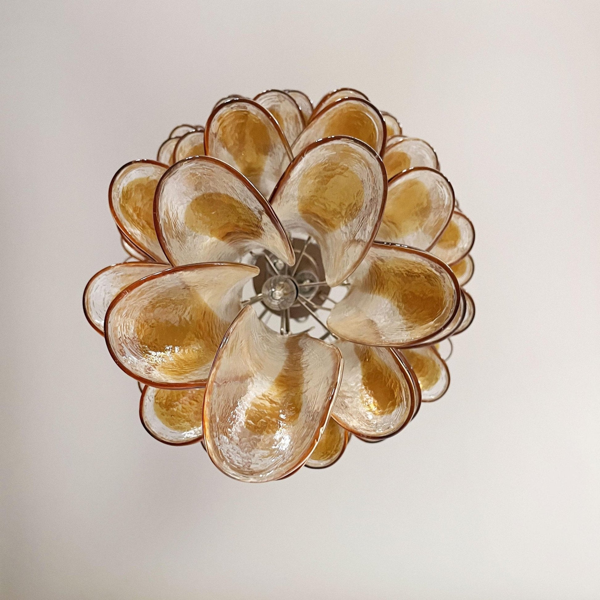 Aurora Chandelier Gold Murano Glass Petals Layered Cascading - Blowlighting
