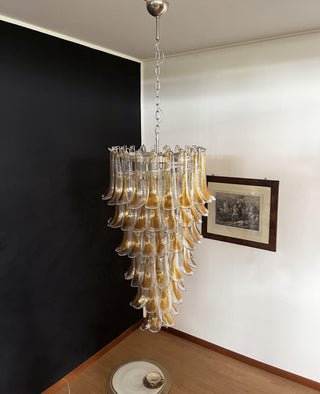 Aurora Chandelier Gold Murano Glass Petals Layered Cascading - Blowlighting