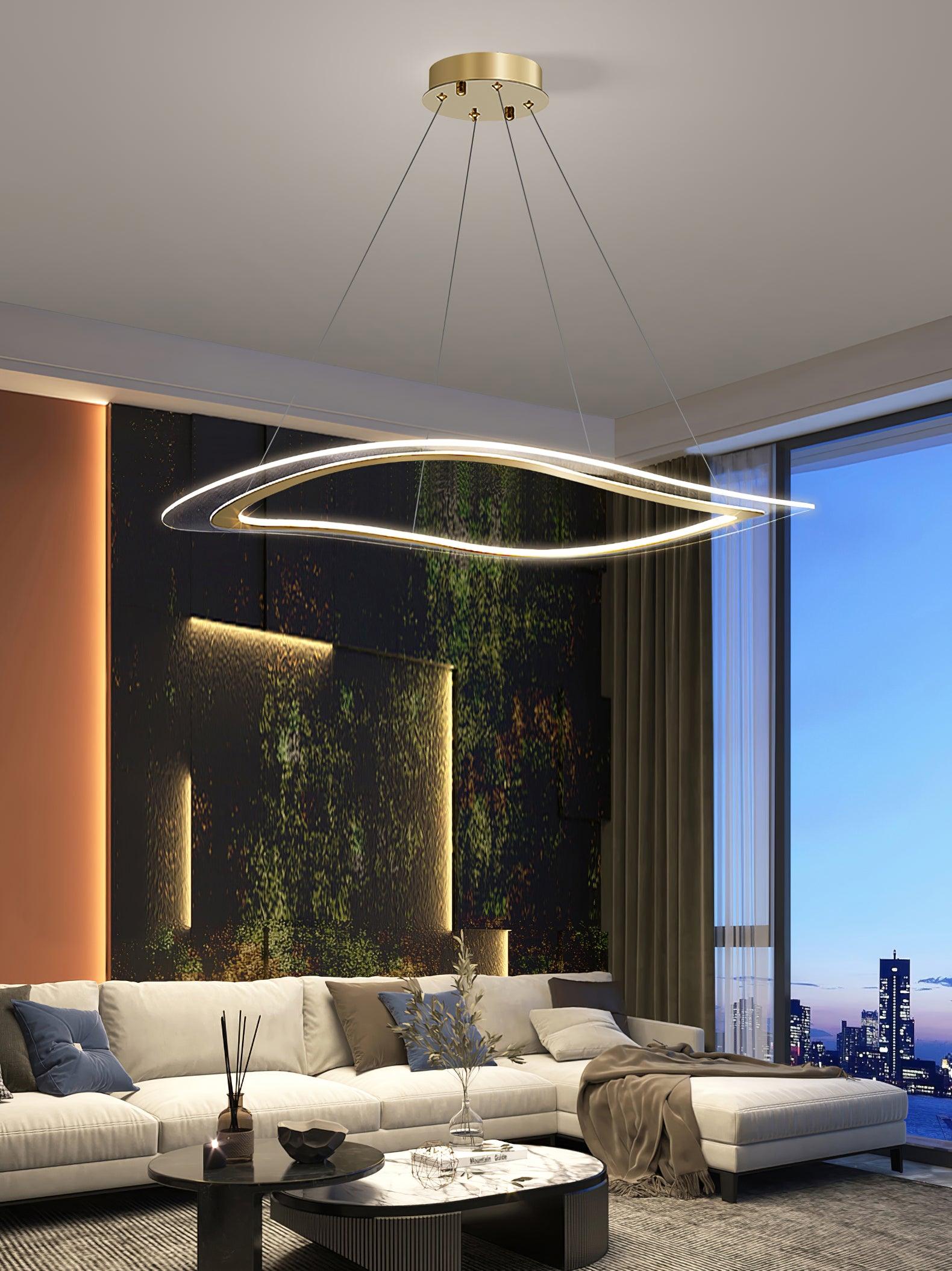 Lustra Chandelier LED Acrylic Gold Modern - Blowlighting