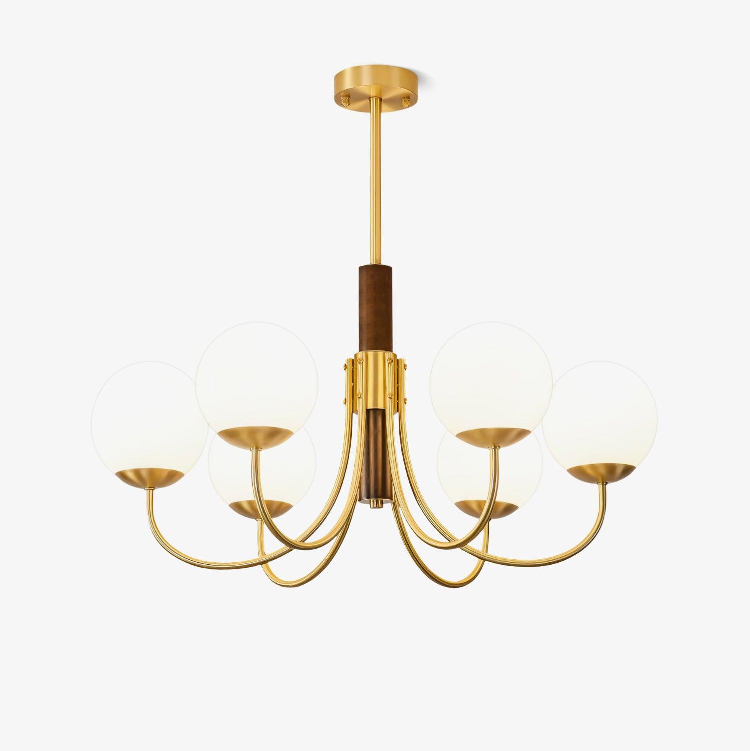 Midas Touch Walnut Sphere Chandelier - Blowlighting