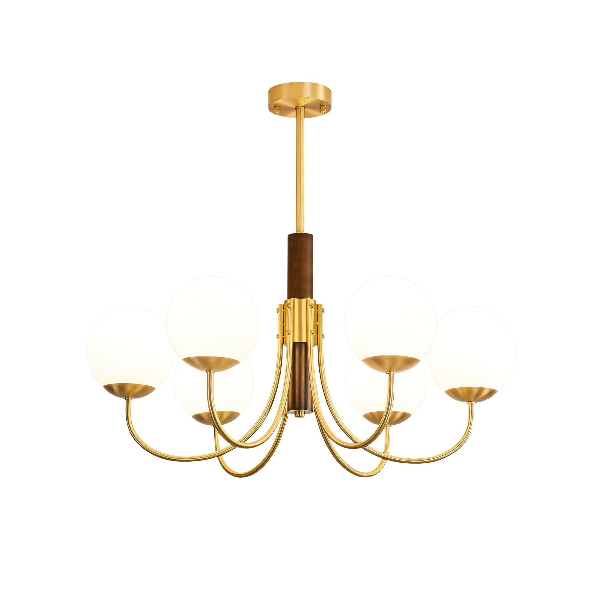 Midas Touch Walnut Sphere Chandelier - Blowlighting