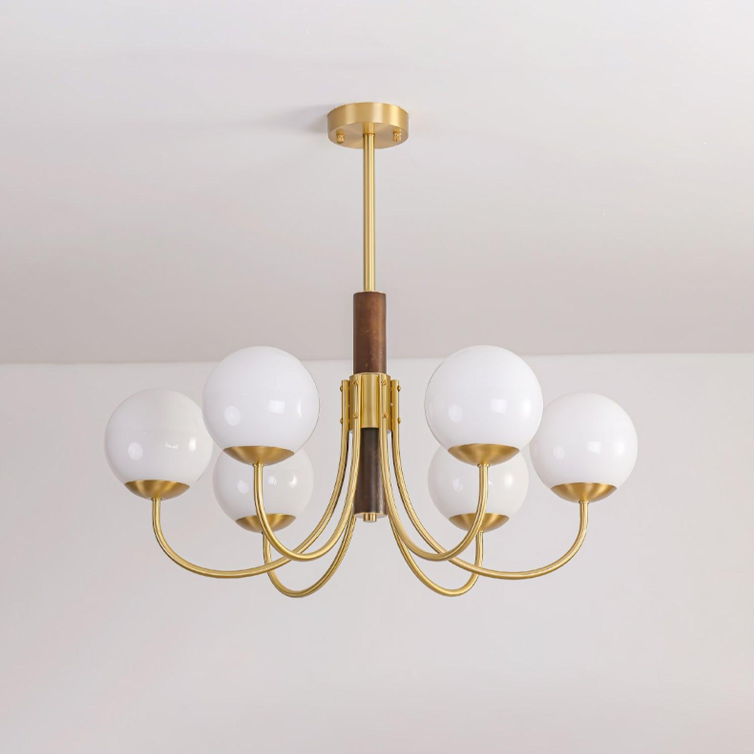 Midas Touch Walnut Sphere Chandelier - Blowlighting