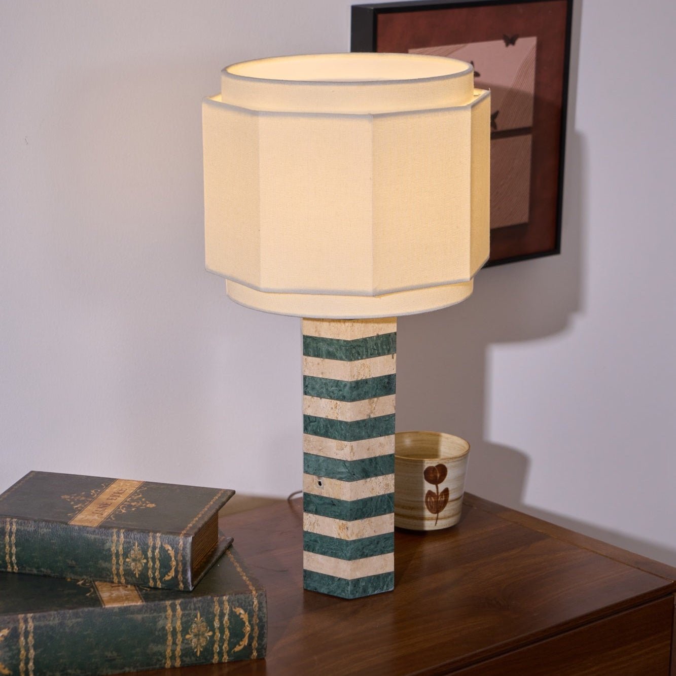 Modari Striped Stone Table Lamp - Blowlighting
