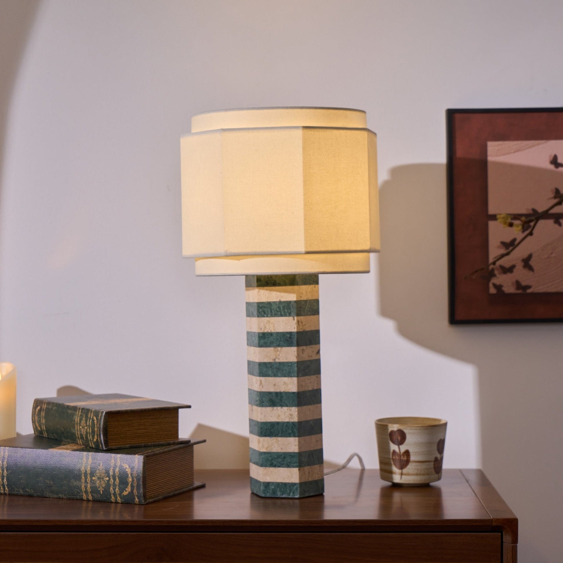 Modari Striped Stone Table Lamp - Blowlighting