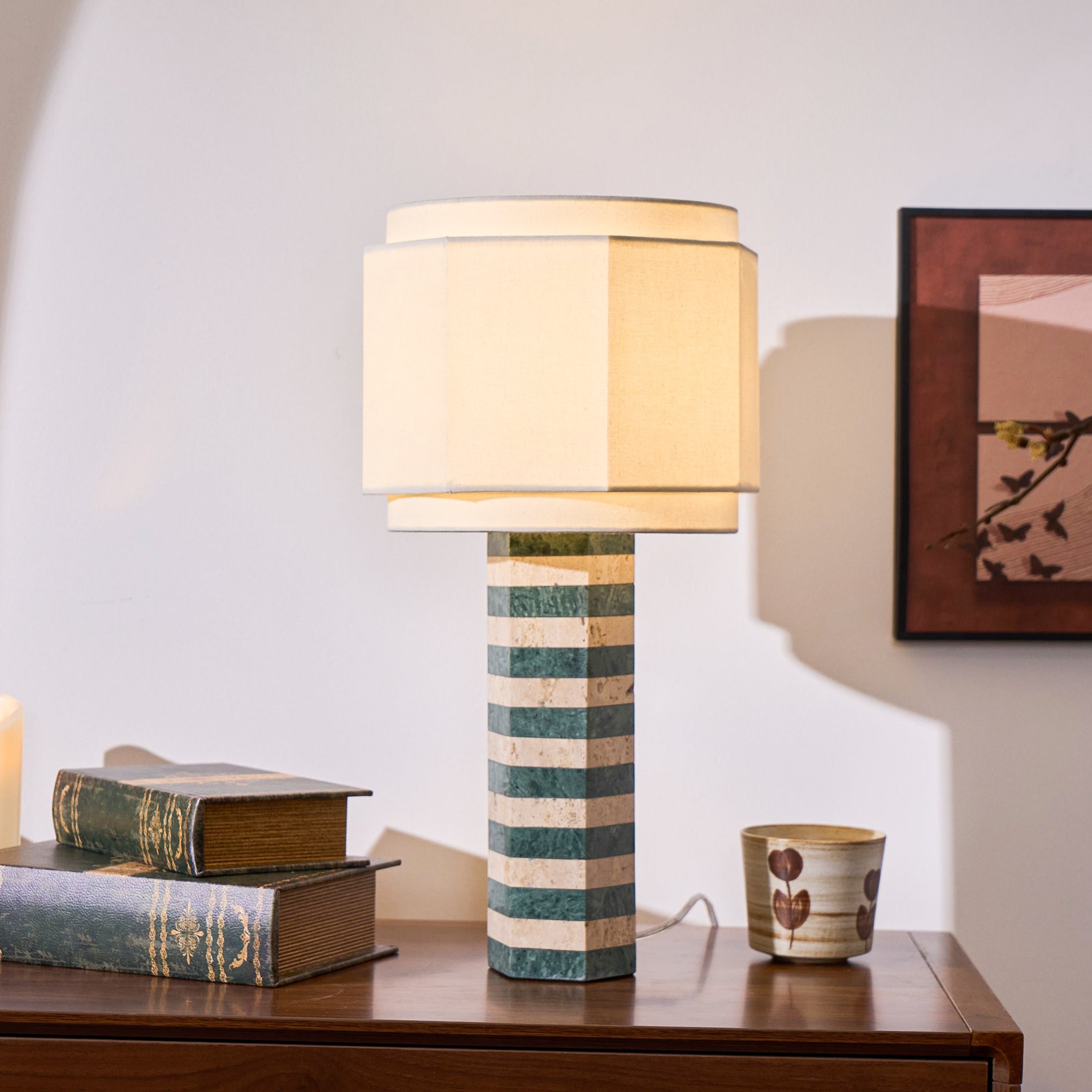 Modari Striped Stone Table Lamp - Blowlighting