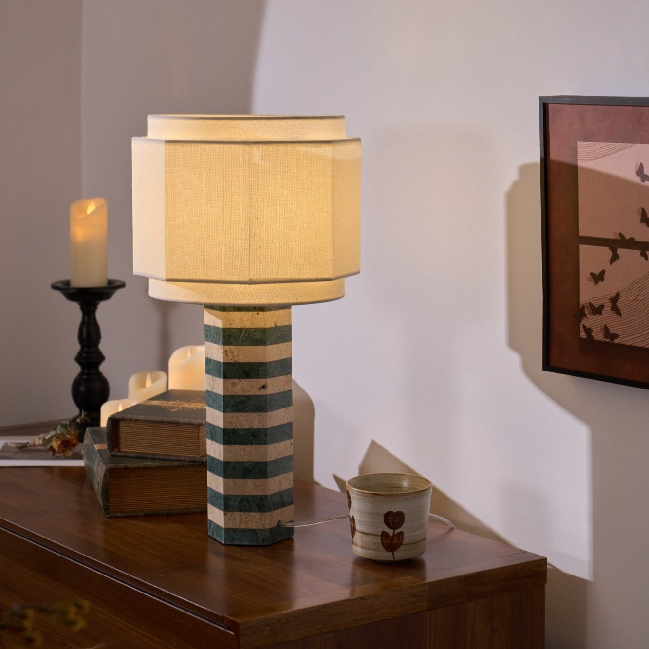 Modari Striped Stone Table Lamp - Blowlighting