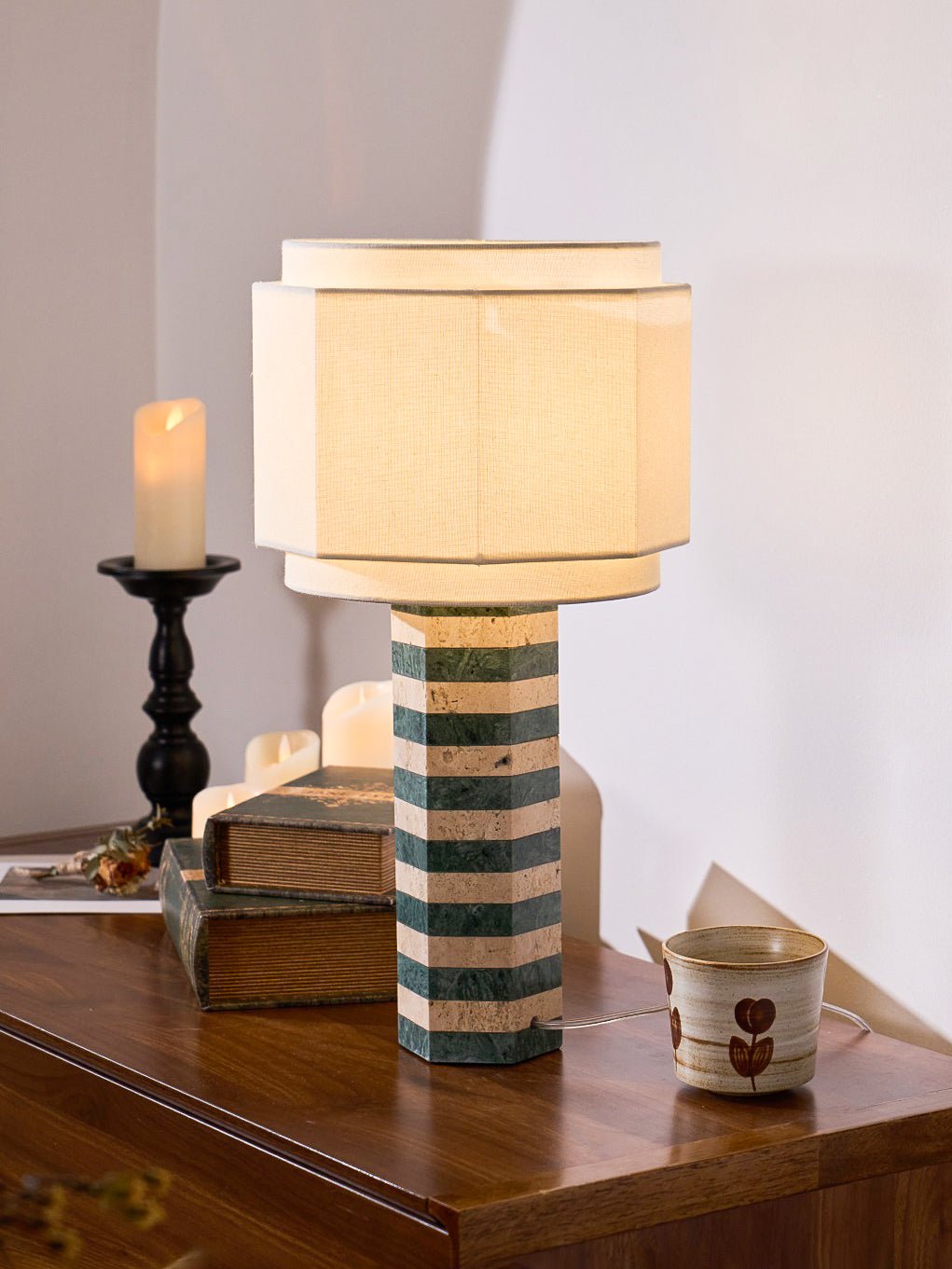 Modari Striped Stone Table Lamp - Blowlighting