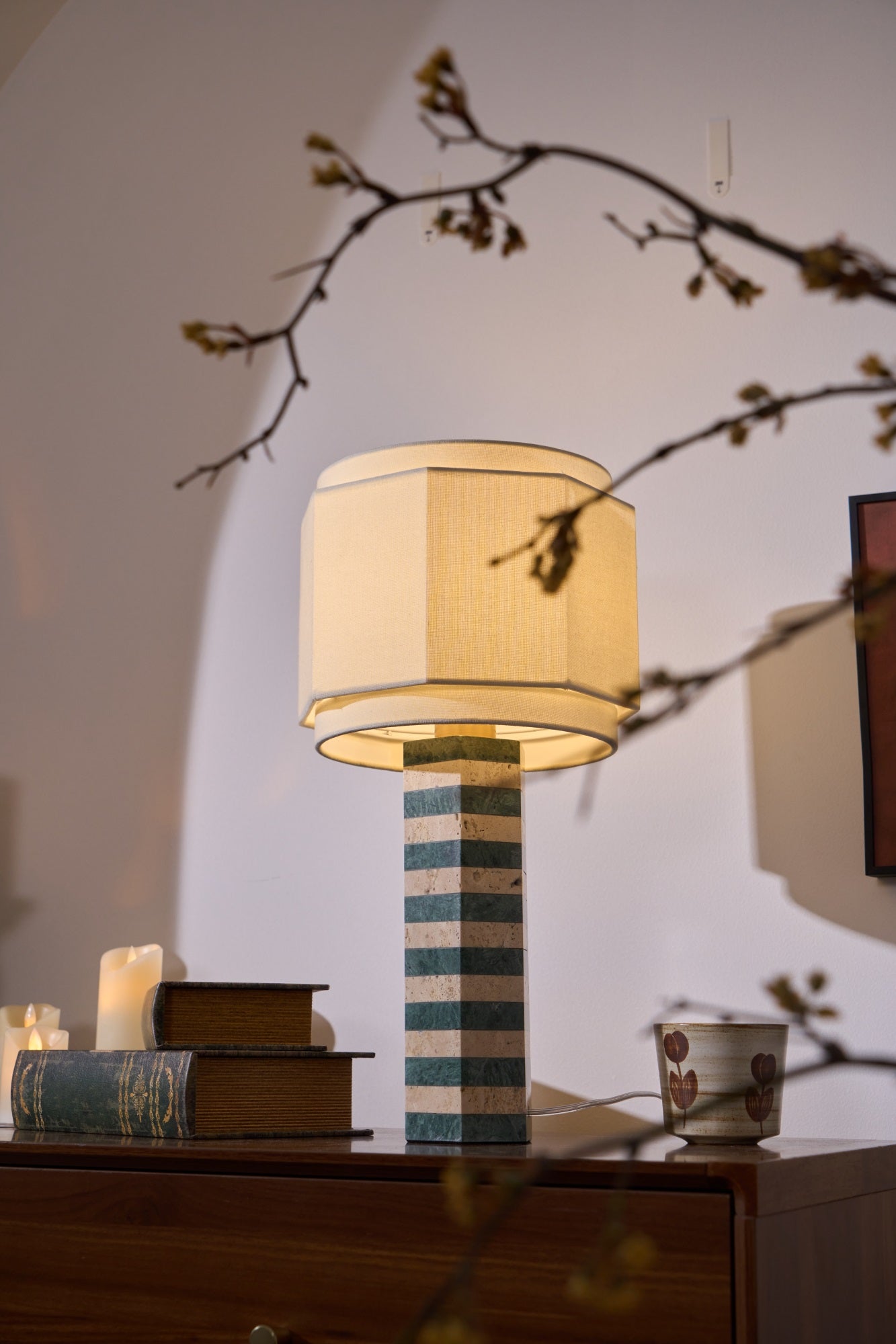 Modari Striped Stone Table Lamp - Blowlighting