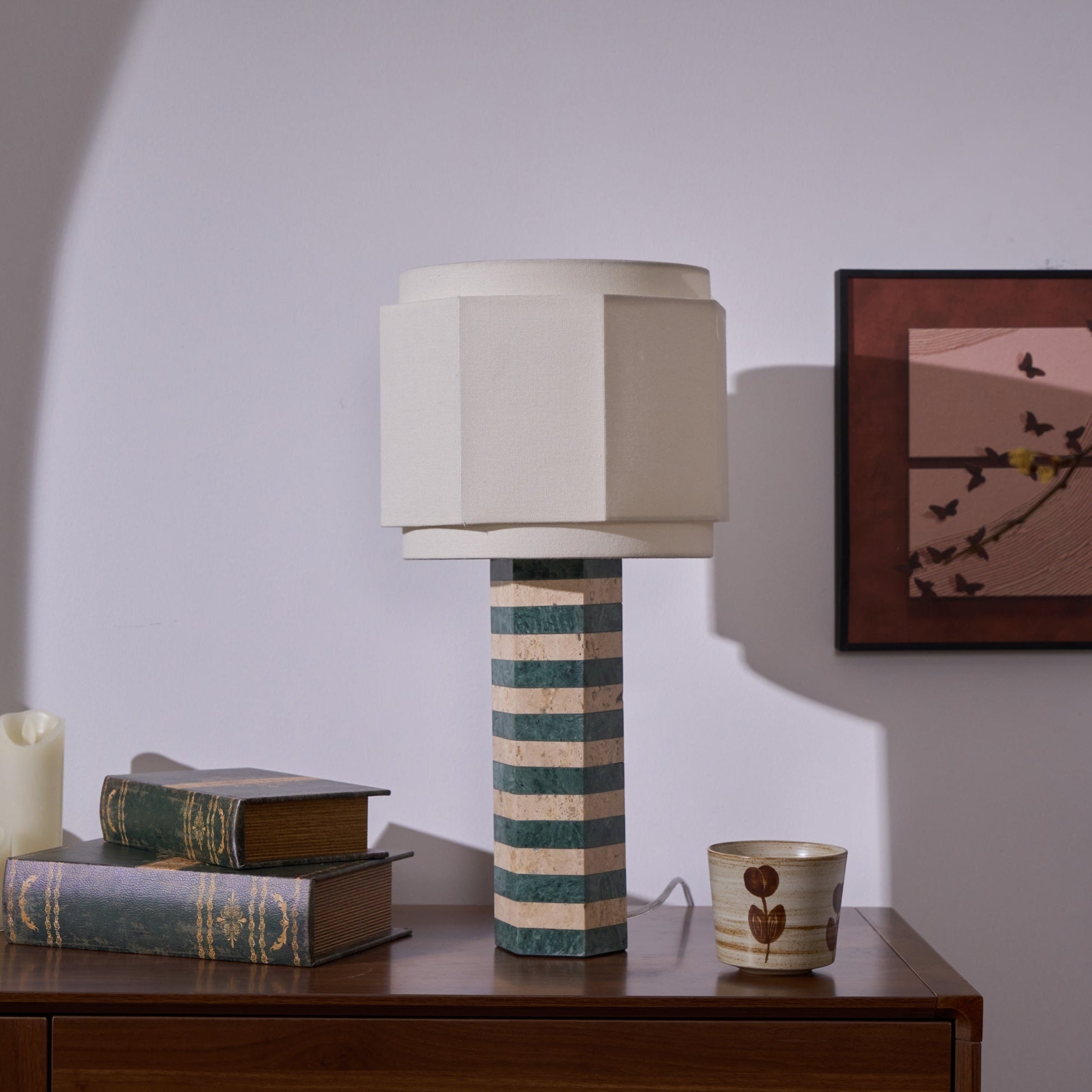 Modari Striped Stone Table Lamp - Blowlighting