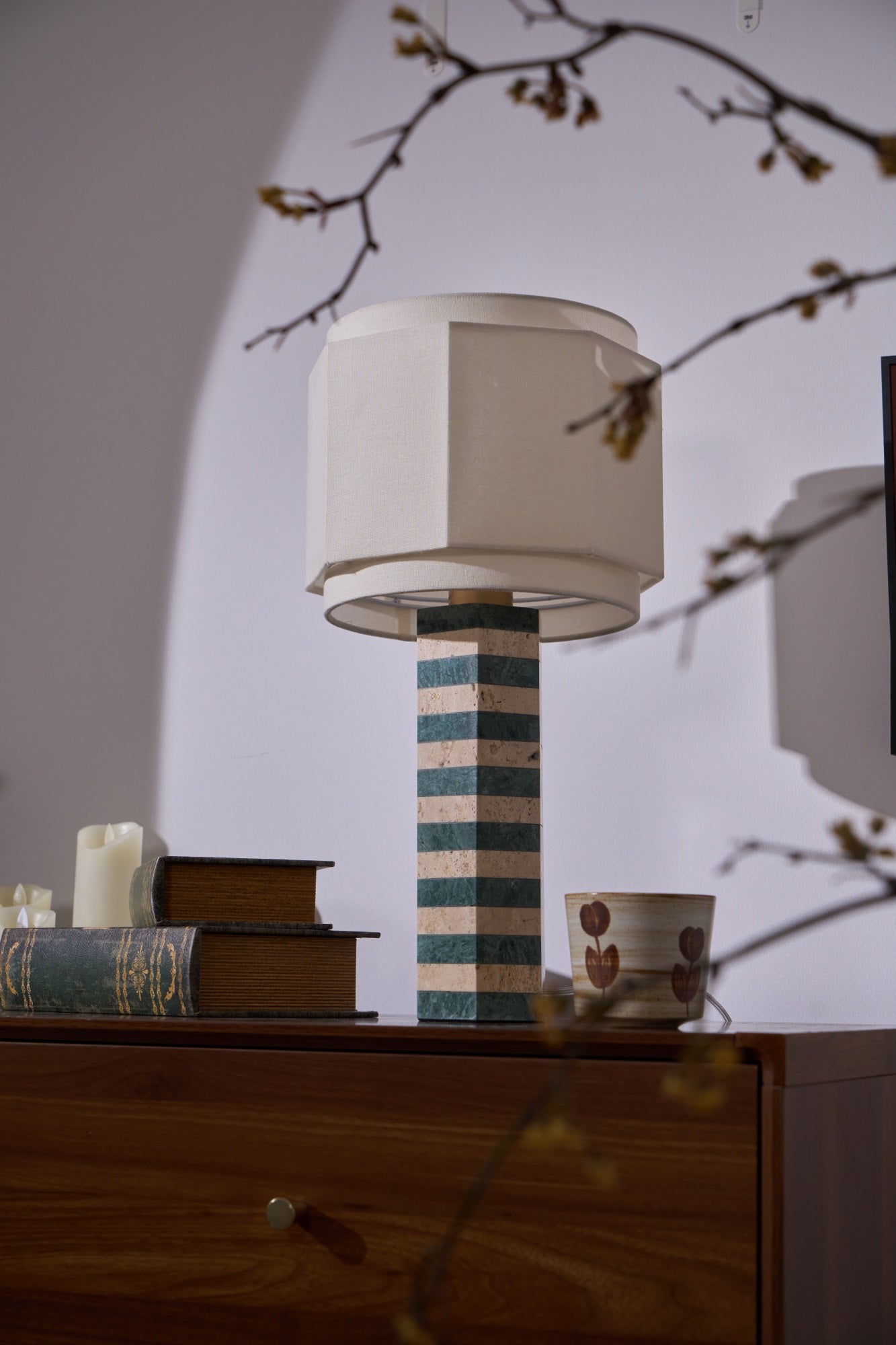 Modari Striped Stone Table Lamp - Blowlighting