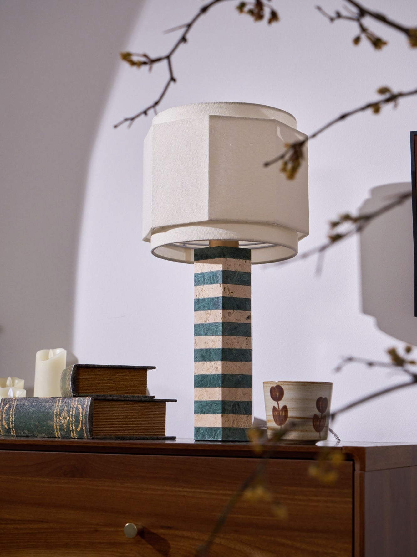 Modari Striped Stone Table Lamp - Blowlighting