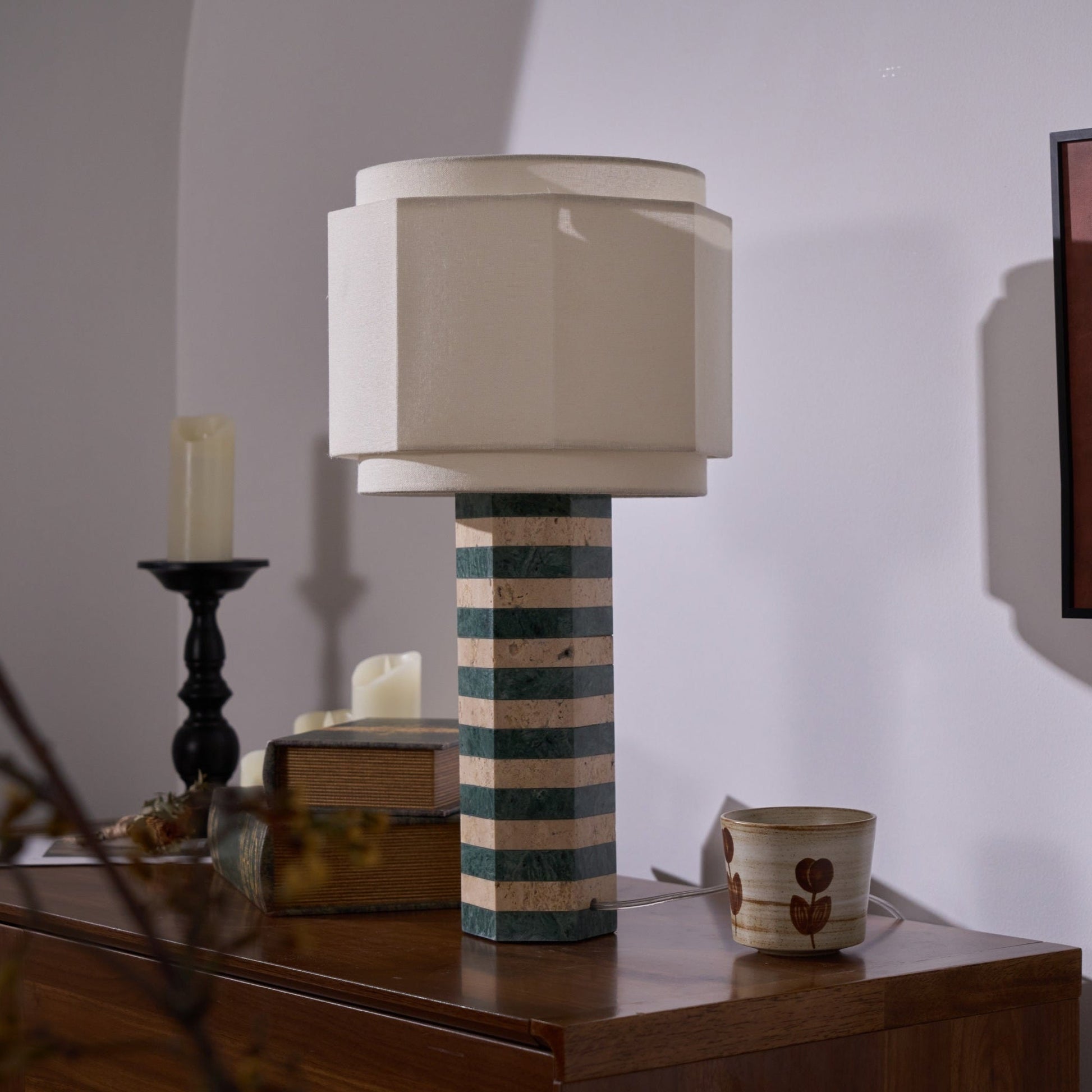 Modari Striped Stone Table Lamp - Blowlighting