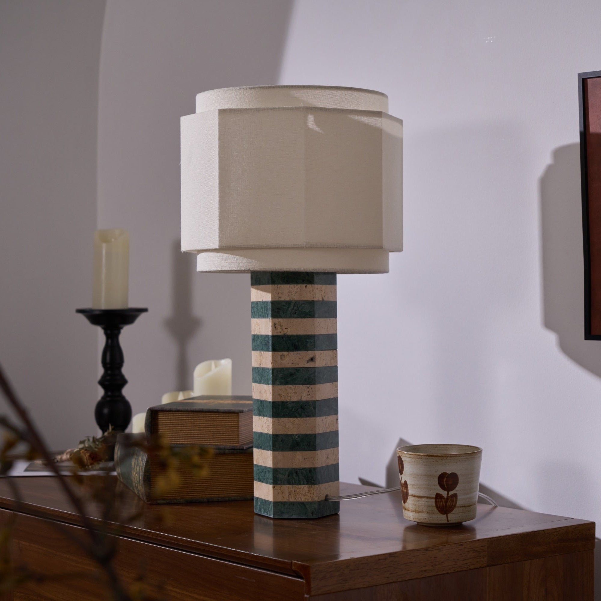Modari Striped Stone Table Lamp - Blowlighting